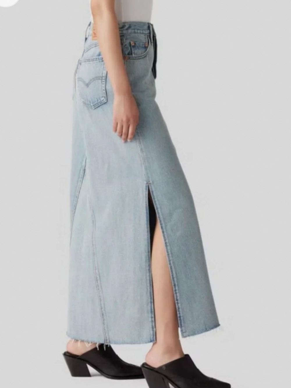 Levi's Light Blue Denim Maxi Skirt with Side Slit size 24 - Picture 3 of 3
